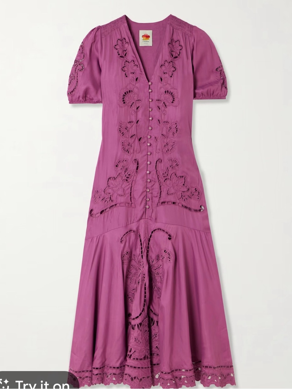 FARM Rio Magenta Embroidered Button-Front Maxi Dress - Picture 5 of 7
